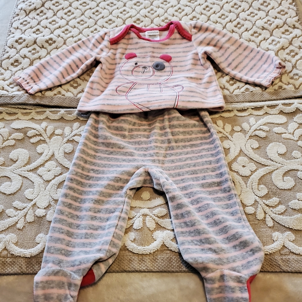 Absorba velour 2 pc. outfit with embroidered bear